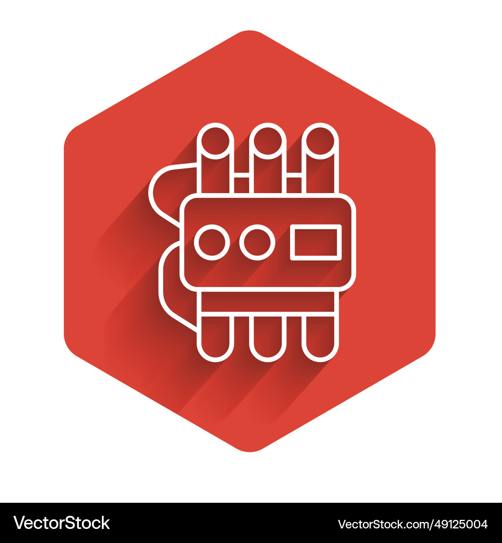 White line detonate dynamite bomb stick and timer White line detonate dynamite bomb stick and timer vector image