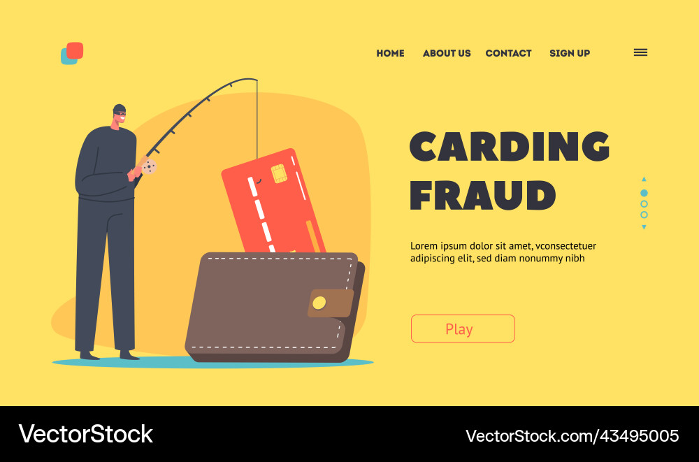 Carding fraud landing page template tiny hacker Carding fraud landing page template tiny hacker vector image