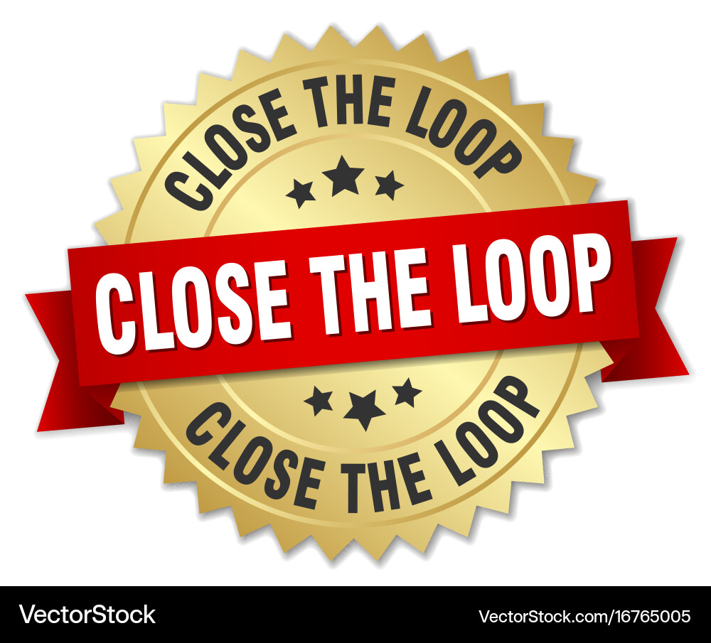Close the loop round isolated gold badge vector image