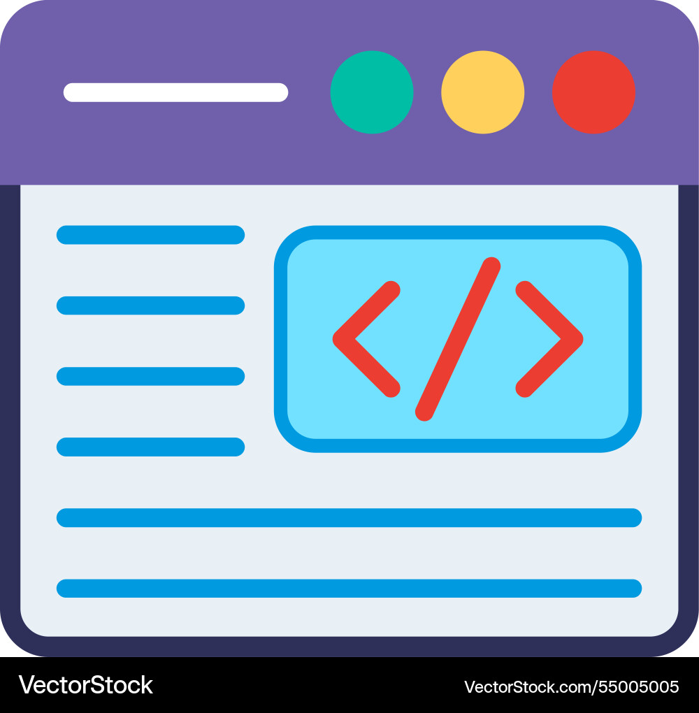 Code flat icon design Vector Image