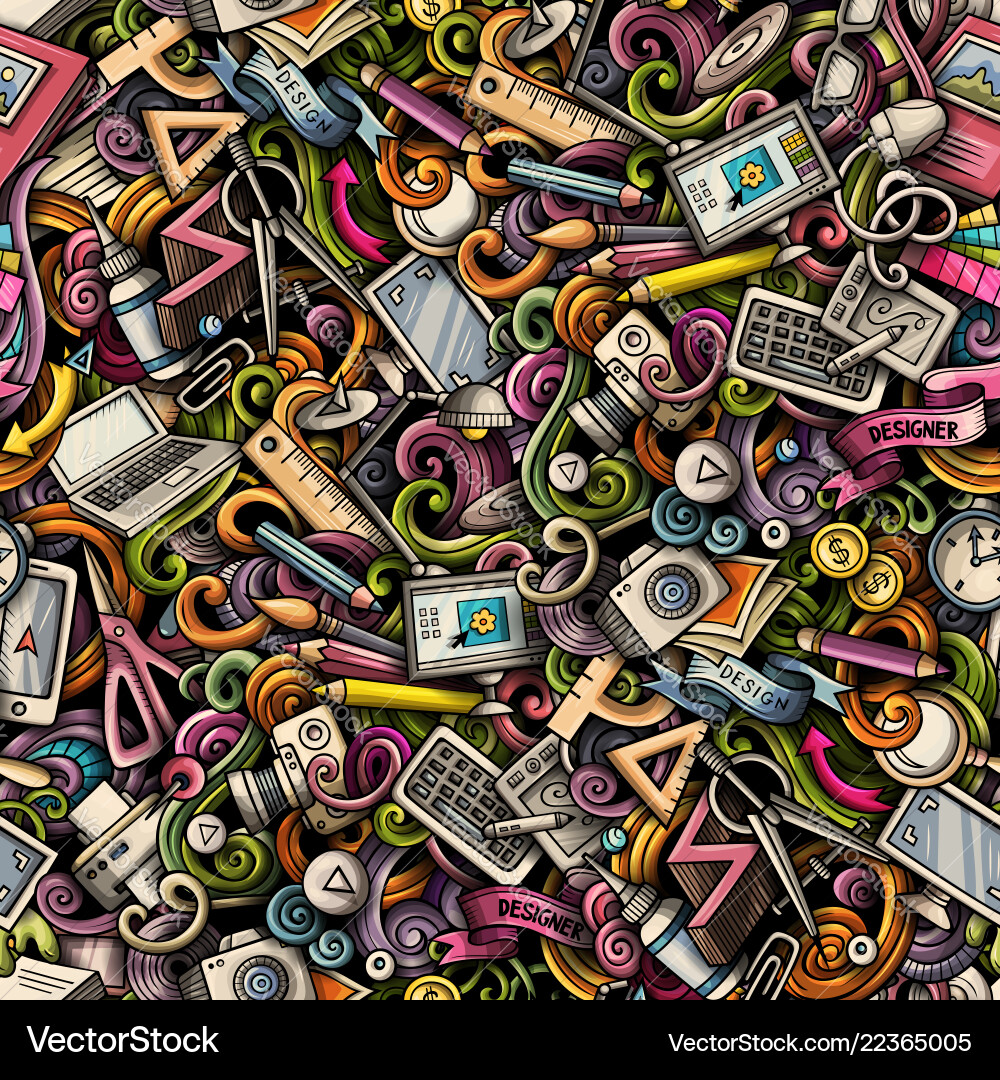 Colorful Doodles Pattern Vector Image