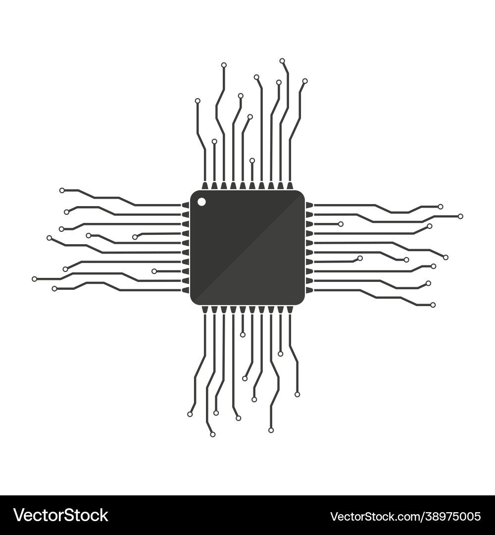 Cpu icon microchip circuit board vector image