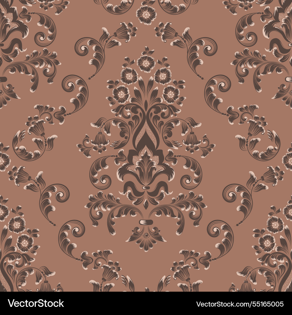 Damask mocha mousse seamless pattern element Damask mocha mousse seamless pattern element vector image