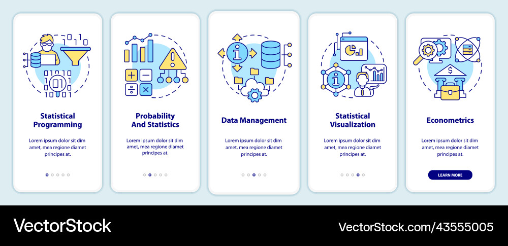 Data analyst skills onboarding mobile app screen Data analyst skills onboarding mobile app screen Vector Image