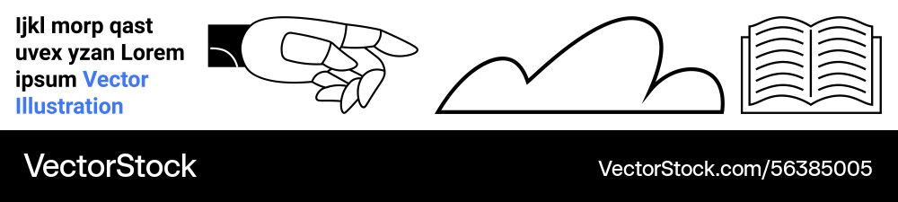 Hand pointing with open book and cloud emphasizing Hand pointing with open book and cloud emphasizing vector image