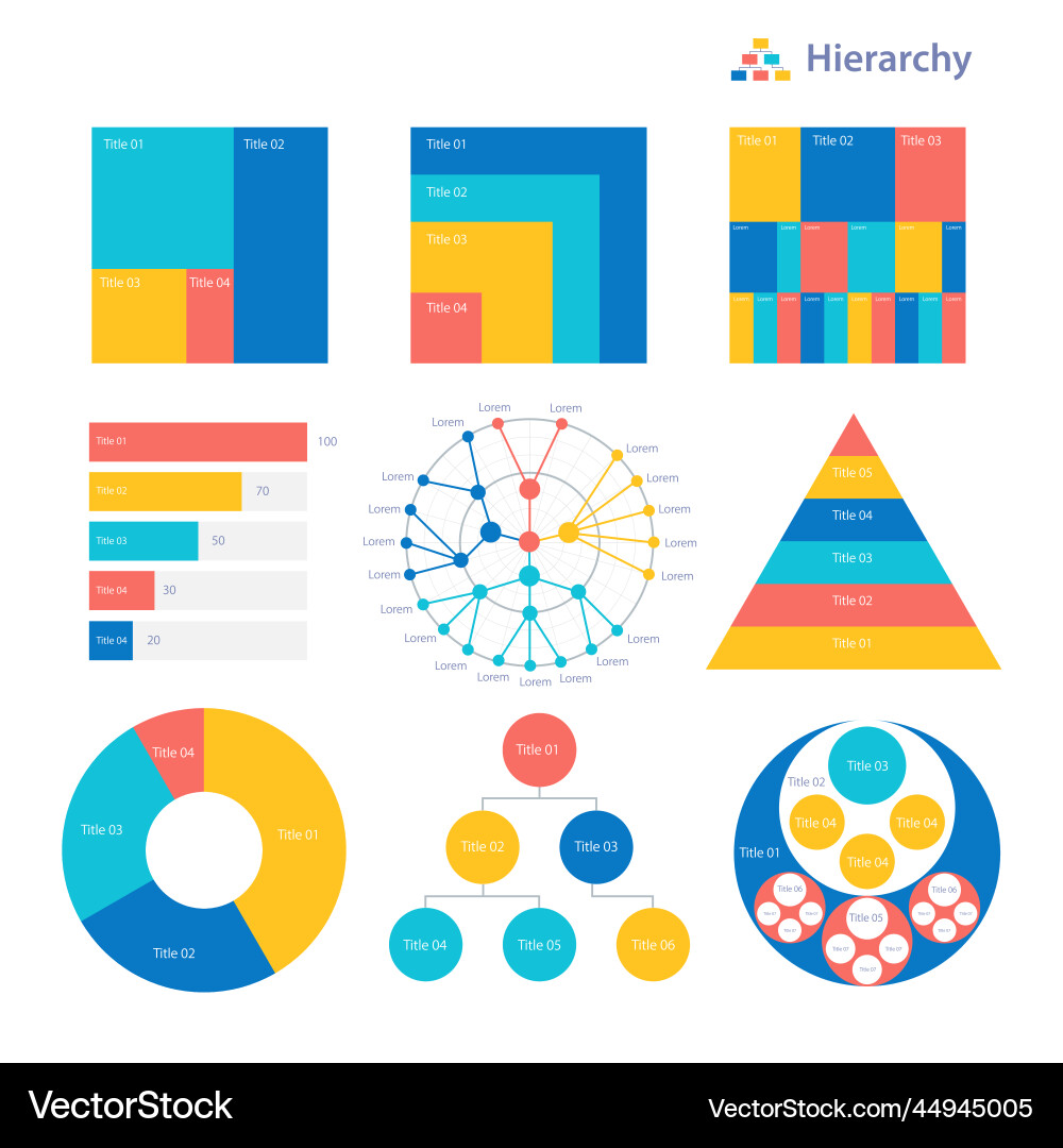Hierarchy infographic chart design template set Vector Image