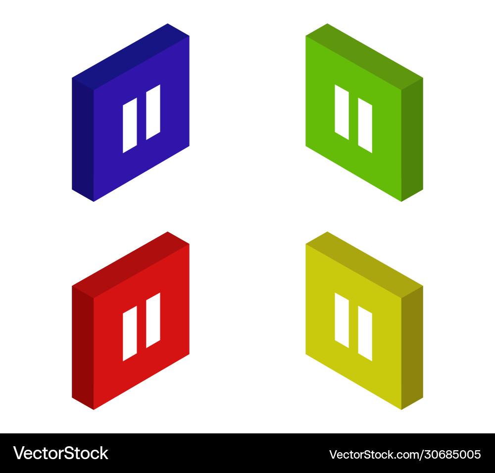 Isometric pause button icon in on white background Vector Image