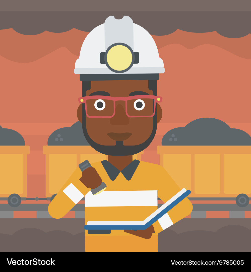 Miner checking documents Vector Image