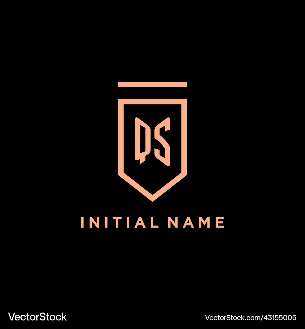 Qs monogram initial with shield logo design icon Vector Image