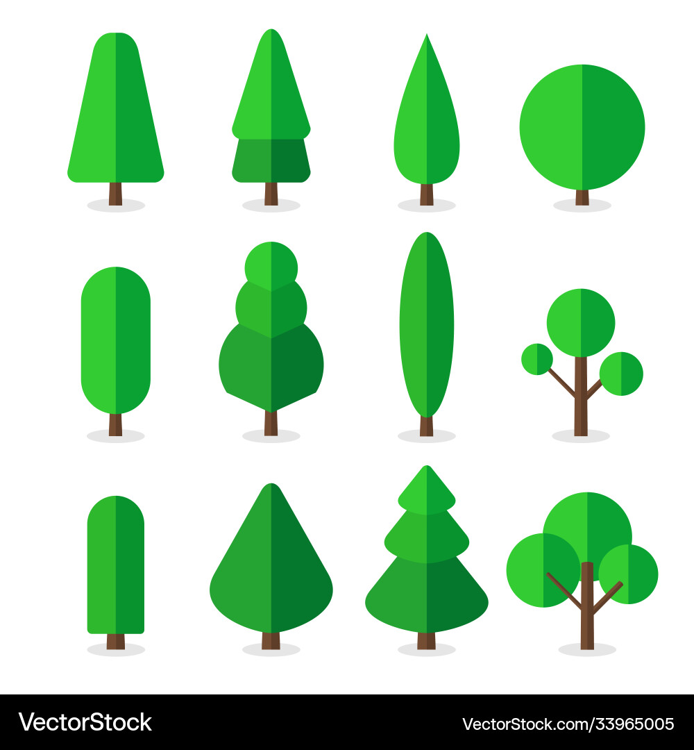 Set object flat trees Set object flat trees Vector Image