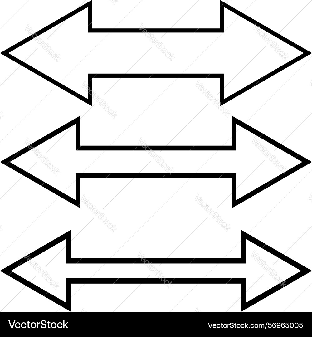 Three double sided arrows in various sizes vector image