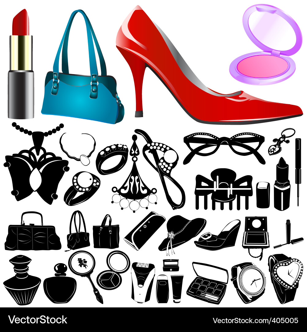 Women's Cosmetic Accessories Vector Image