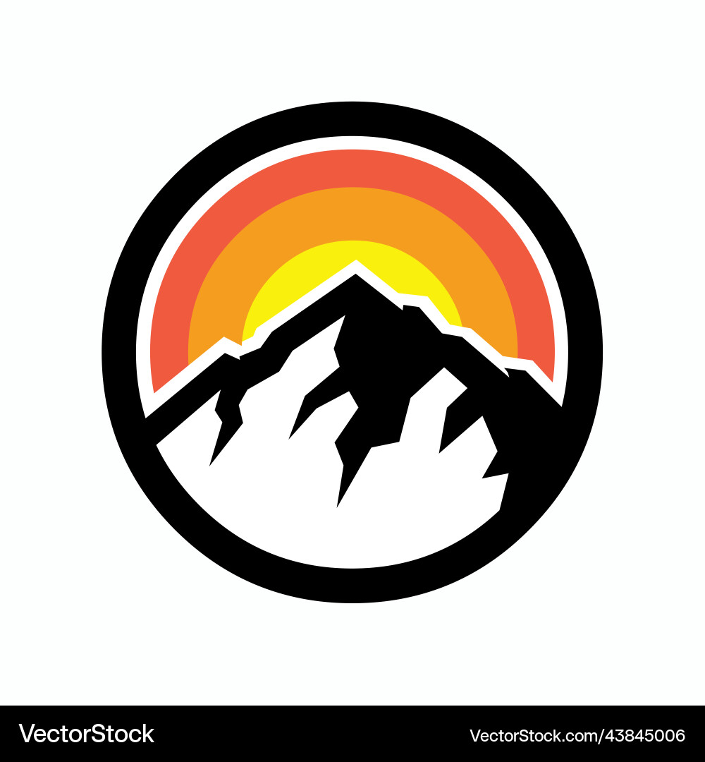 Circular mountain badge Royalty Free Vector Image