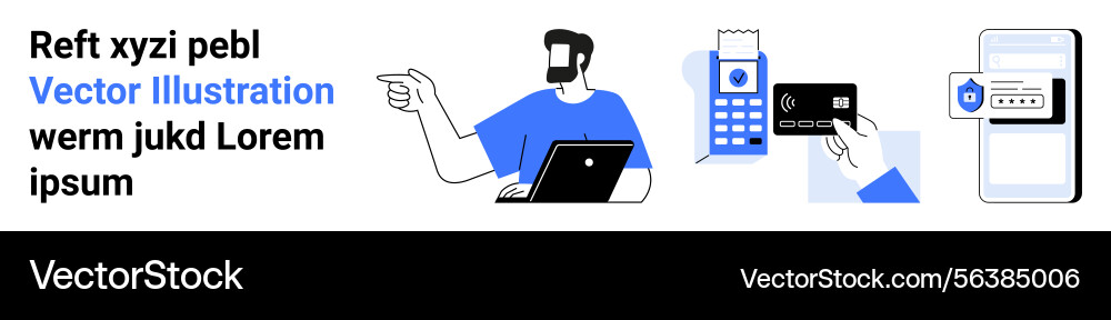 Digital payment process with a man pointing card Digital payment process with a man pointing card vector image