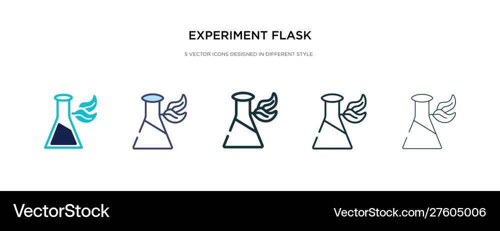 Experiment flask with leaves icon in different Experiment flask with leaves icon in different vector image
