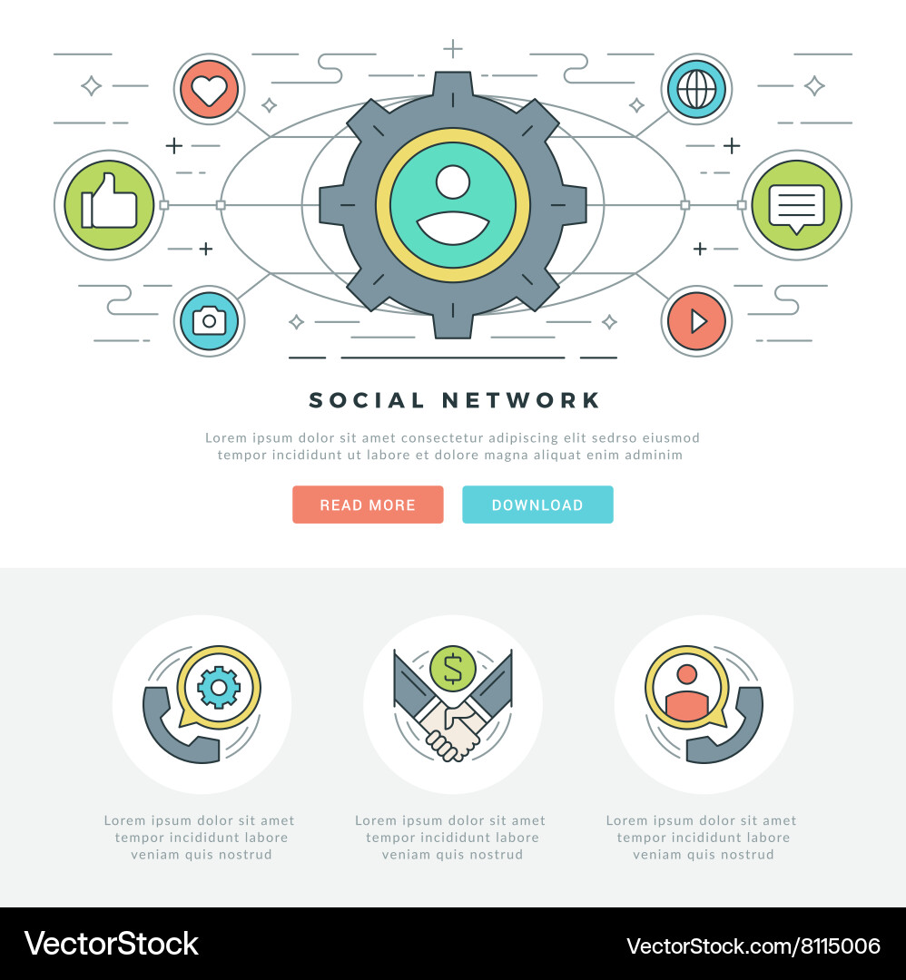 Flat line business concept web site header vector image