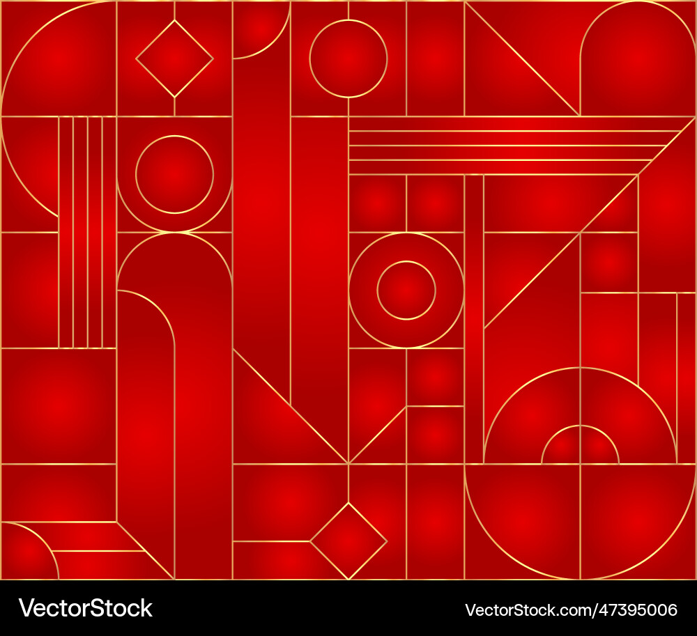 Gold red luxury abstract geometry invitation card Vector Image