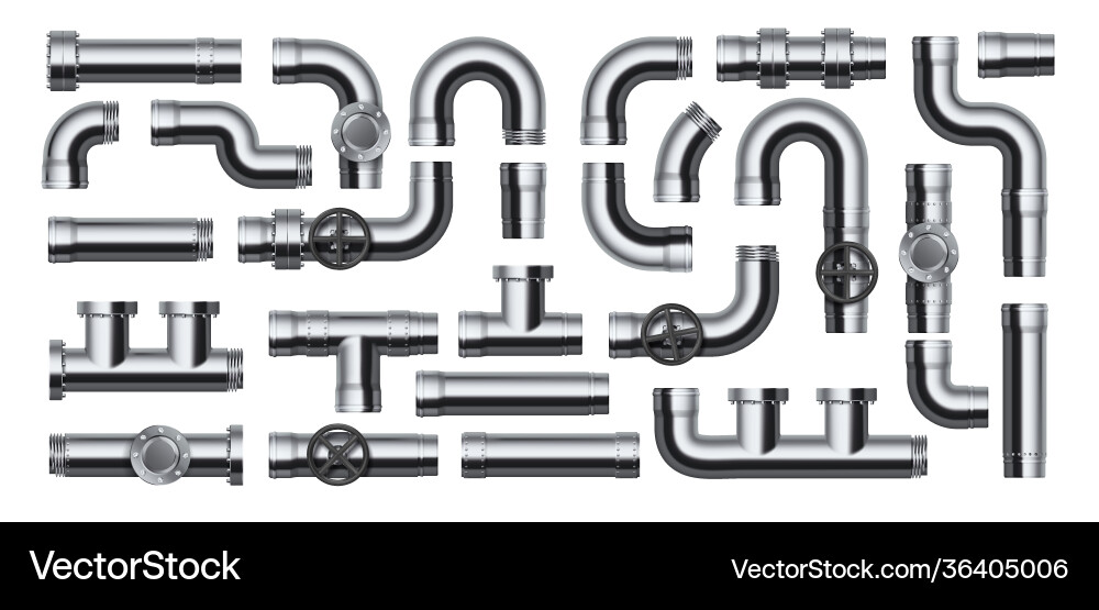 Industrial Pipe Systems - Valves & Connections Vector Image
