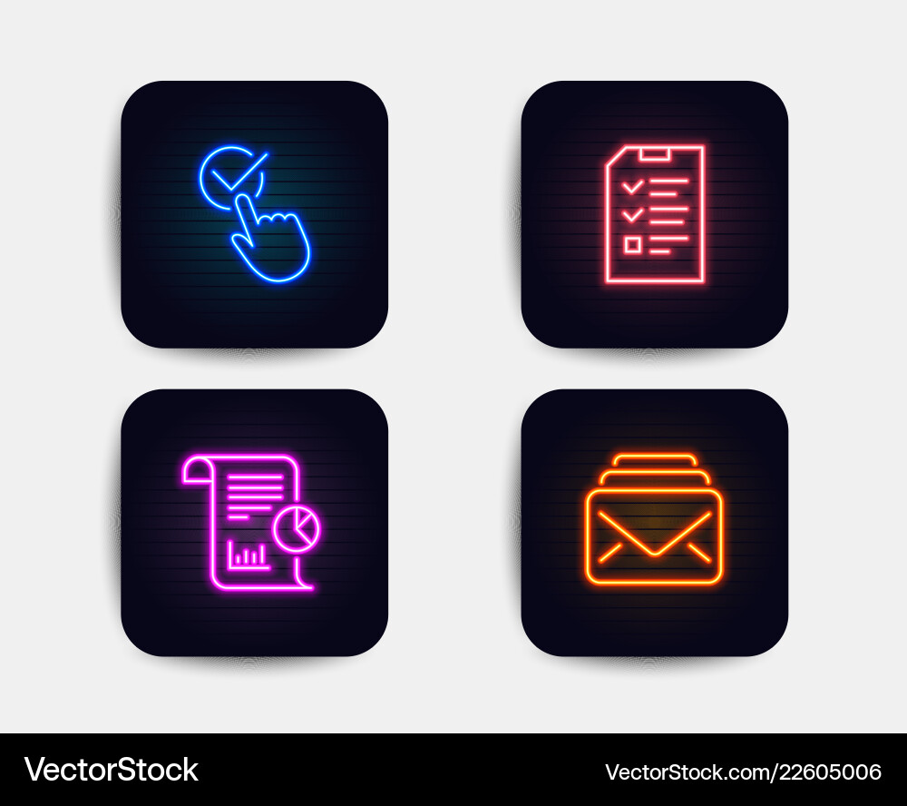 Interview report and checkbox icons mail sign Interview report and checkbox icons mail sign Vector Image