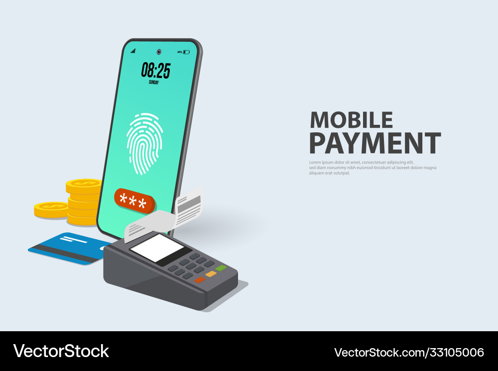 Mobile payment via smartphone using fingerprint Mobile payment via smartphone using fingerprint vector image