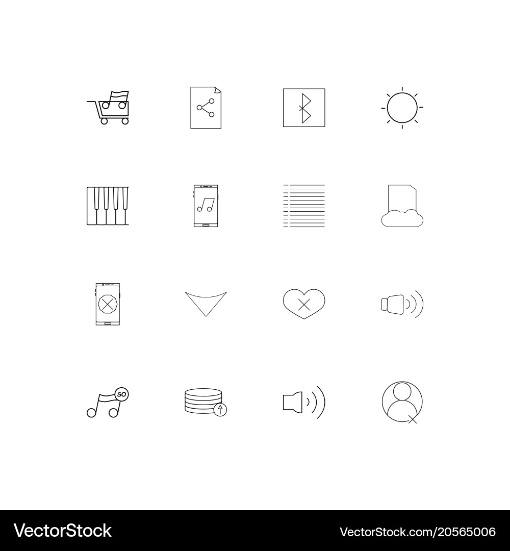 Music simple linear icons set outlined Vector Image