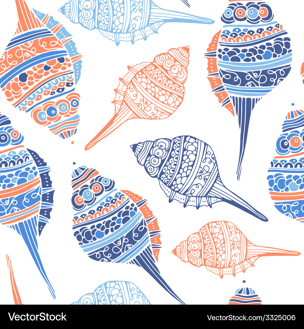 Seashell seamless pattern vector image