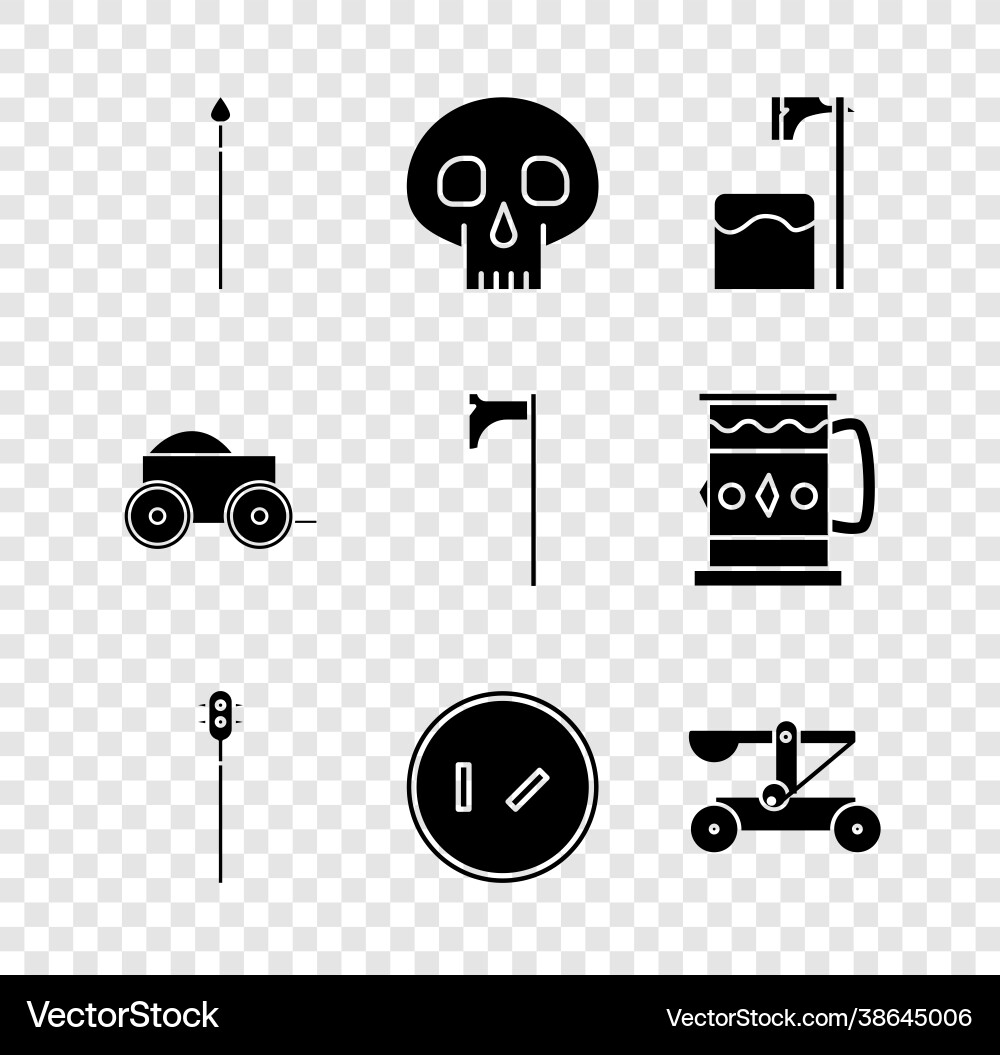 Set medieval spear skull executioner axe in tree Set medieval spear skull executioner axe in tree vector image
