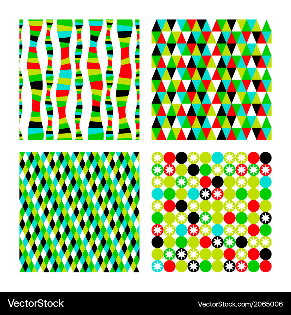 Set pattern of four geometric shapes colorful vector image