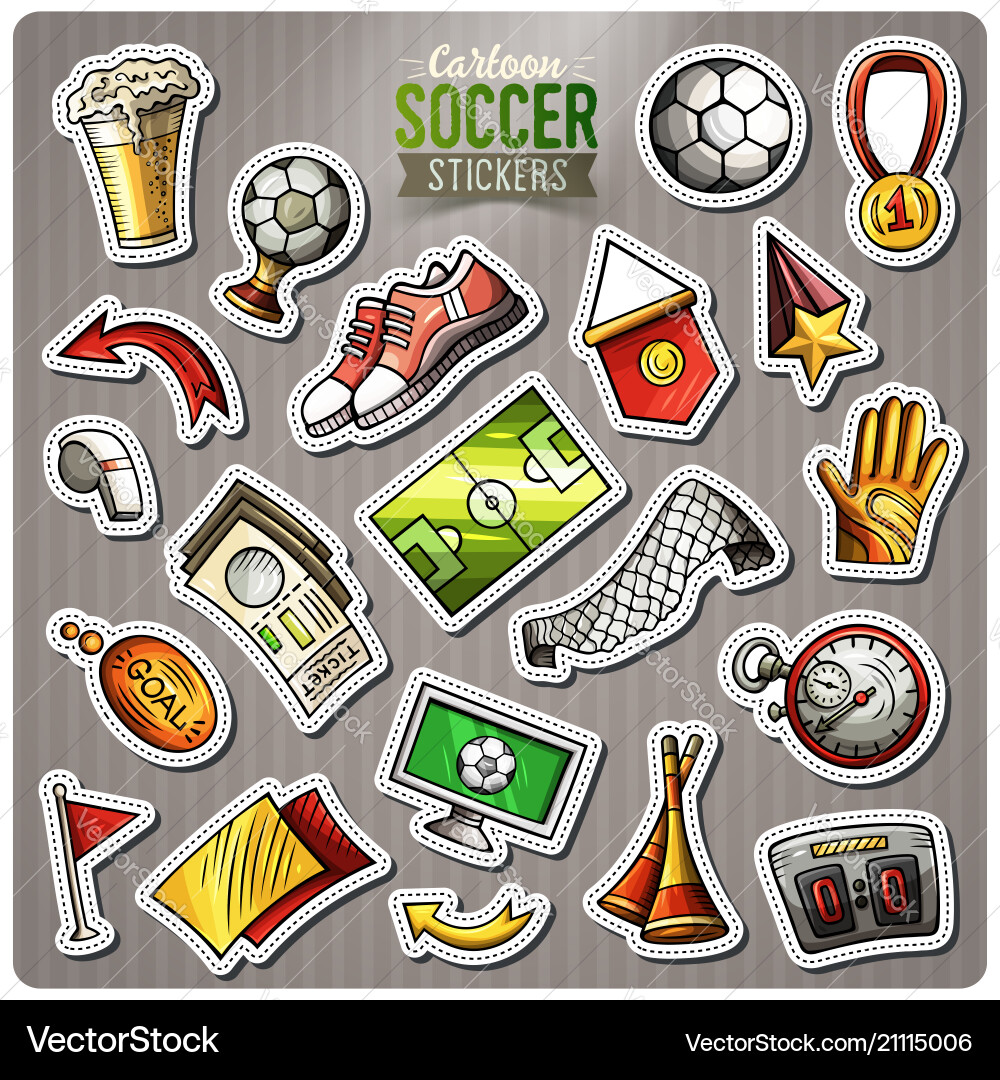 Soccer Stickers - Cartoon Collection Vector Image