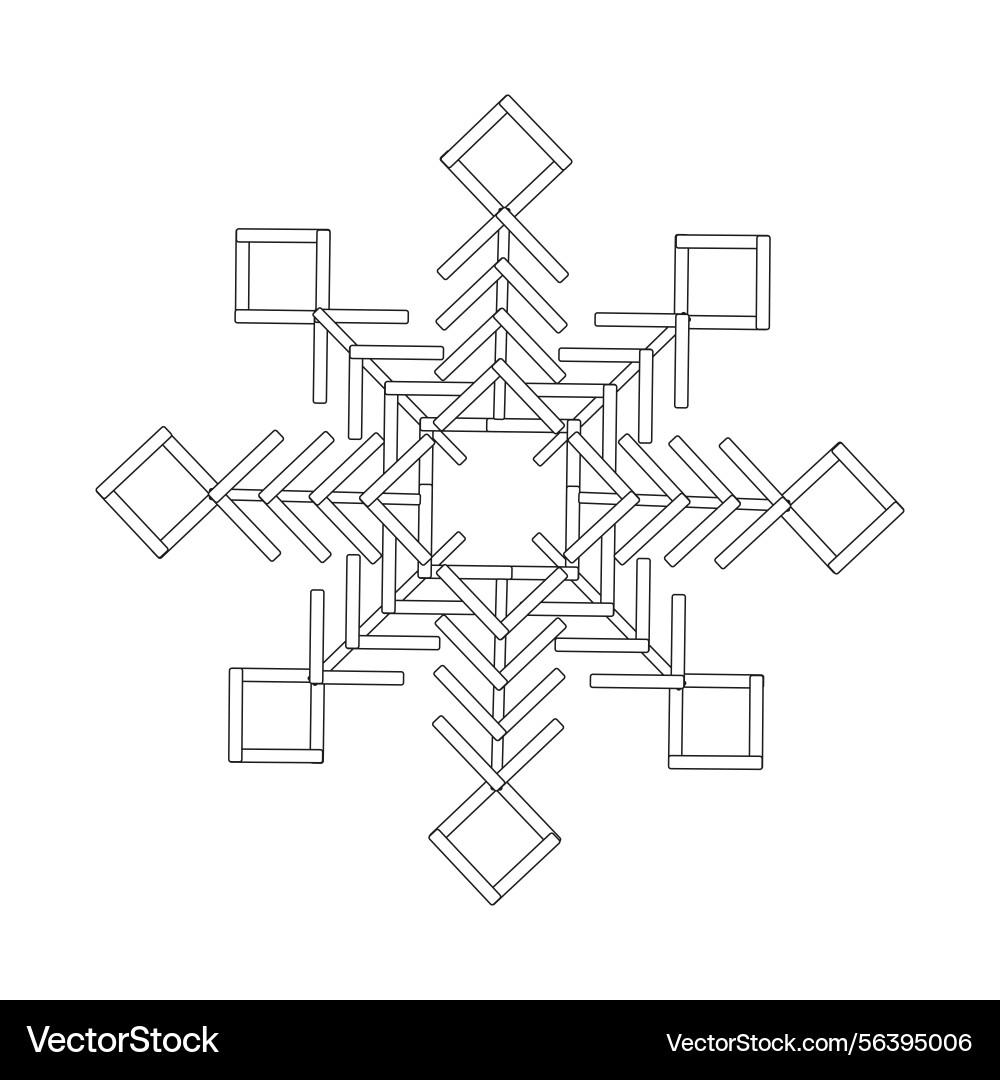 Symmetric snowflake icon abstract frosty pattern vector image