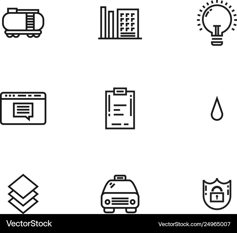 9 line icons set for web and user interface vector image