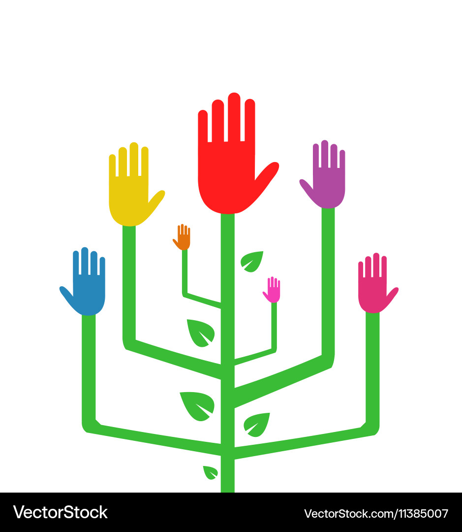 An abstract tree with colorful hands vector image