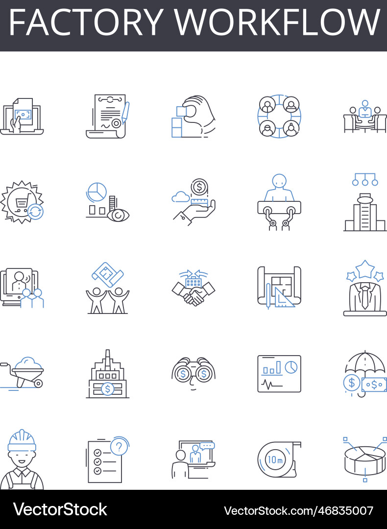Factory workflow line icons collection Vector Image