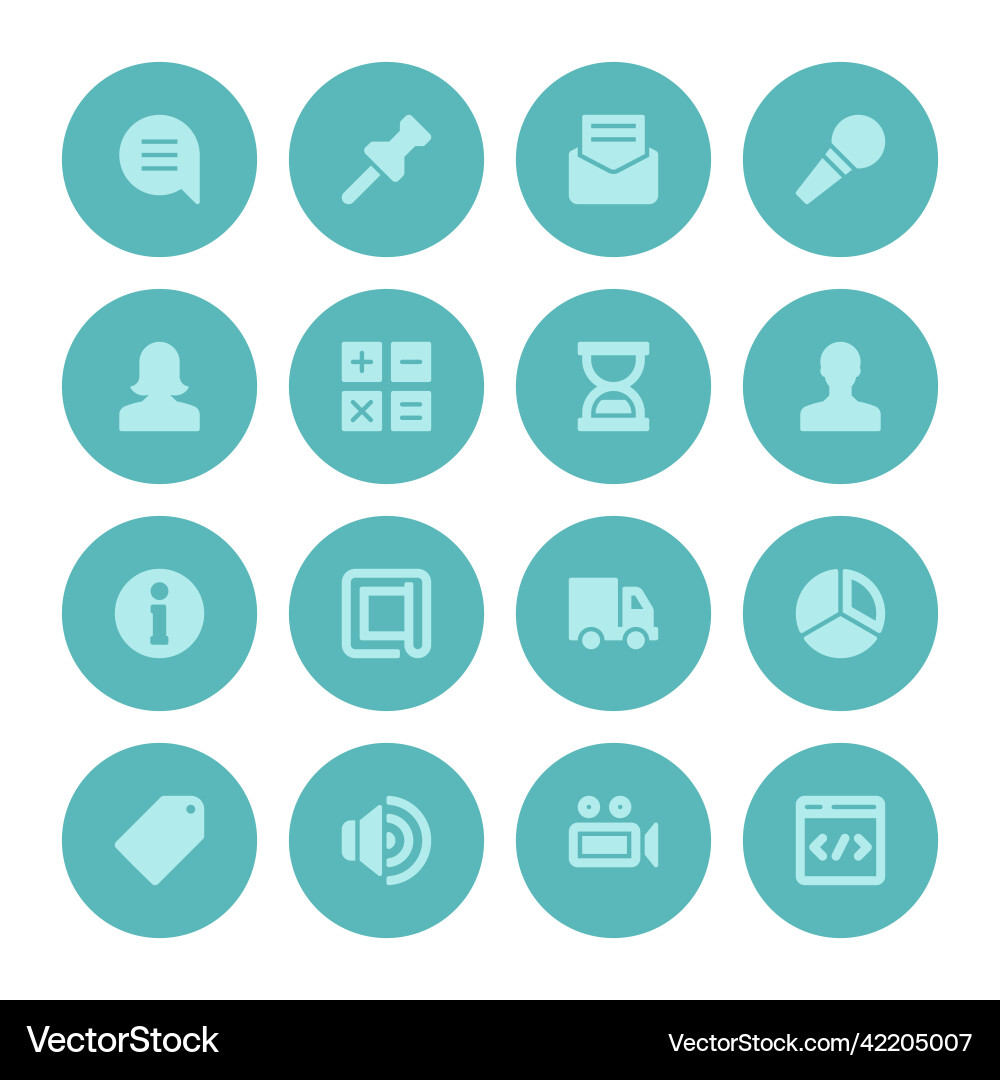 Flat icons set and long shadow effect vector image