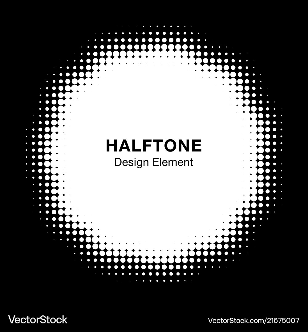 Halftone dots circle frame logo design element vector image