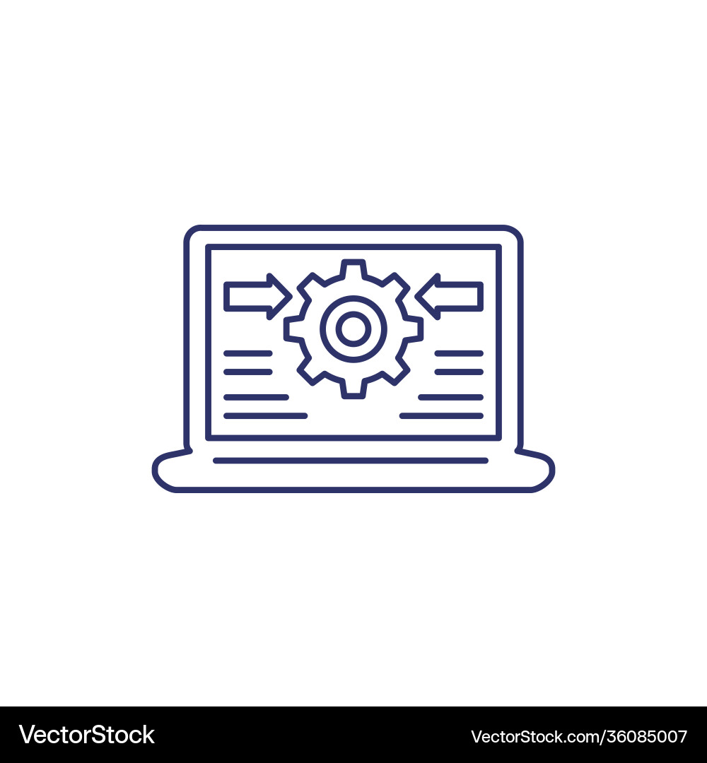 Integration system computer technology line icon vector image