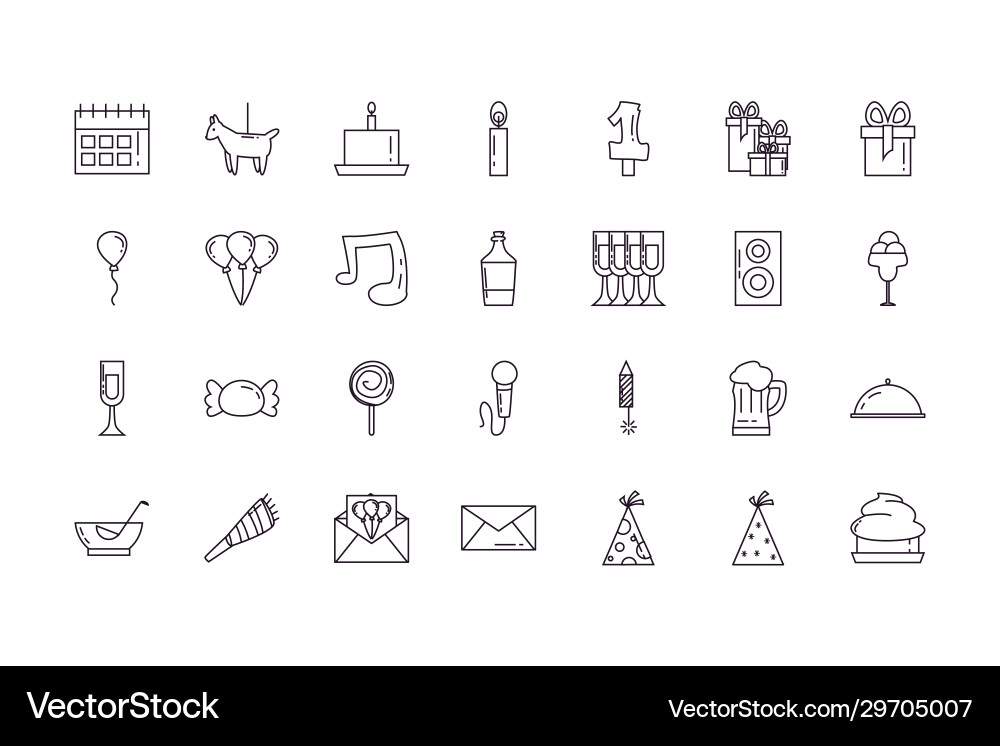 Isolated party line style icon set design Isolated party line style icon set design Vector Image