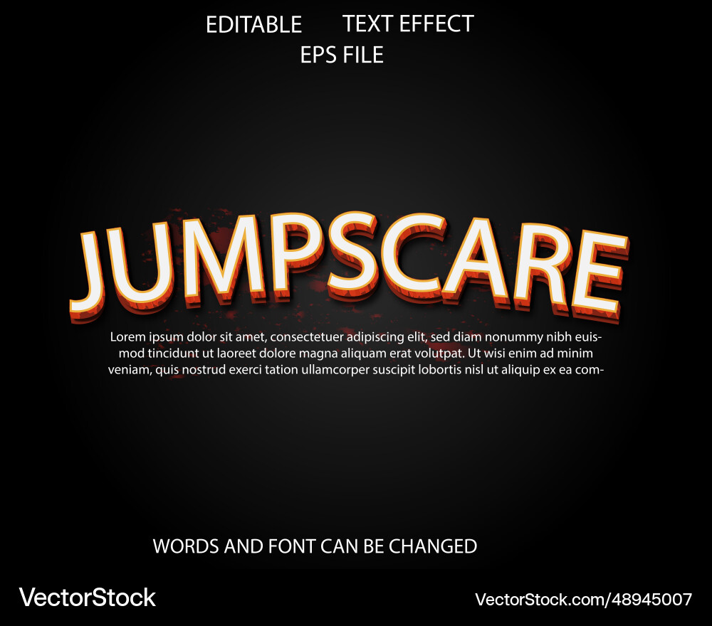 Jumpscare text effect 3d editable templateweb vector image