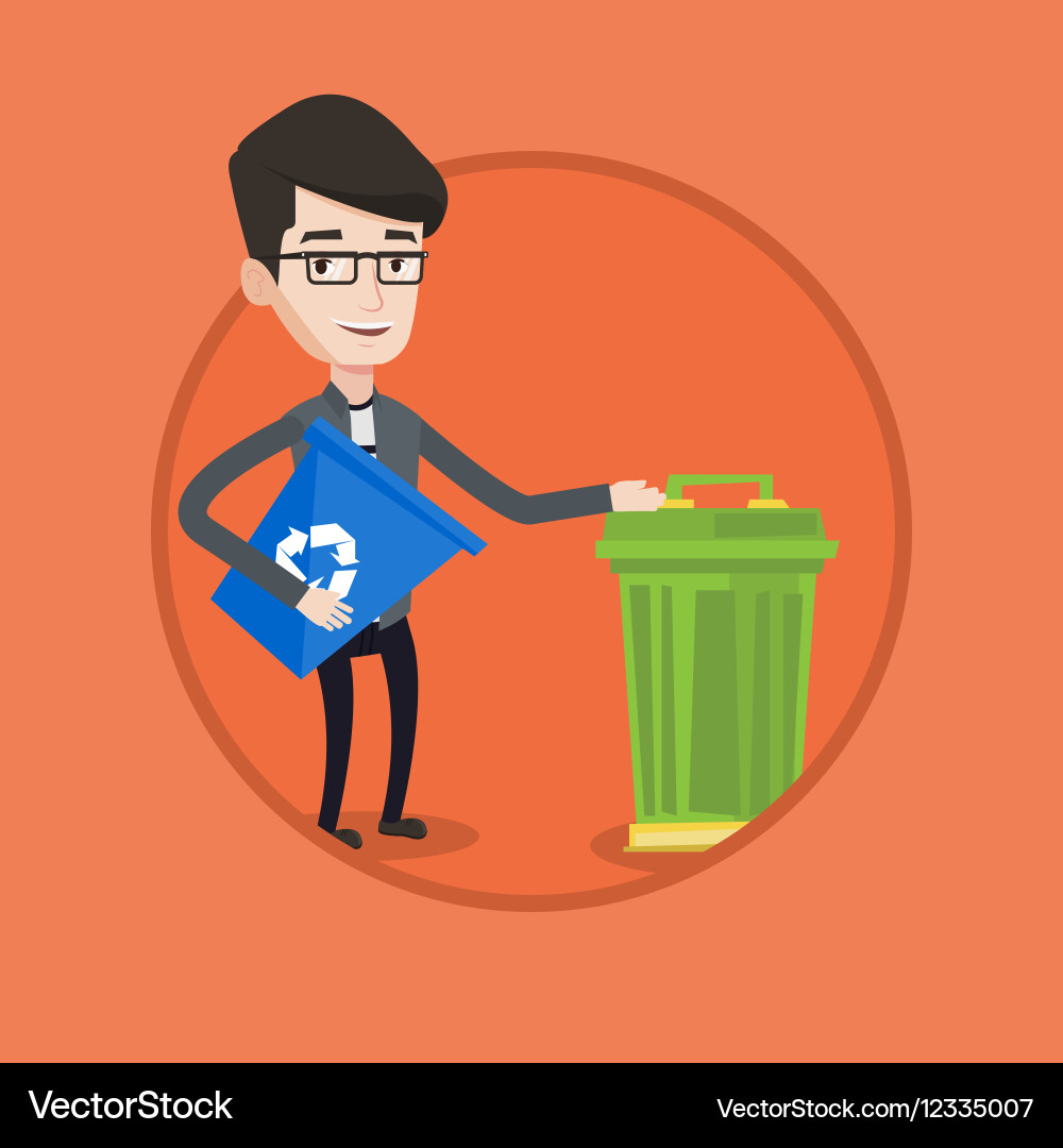 Man with recycle bin and trash can vector image