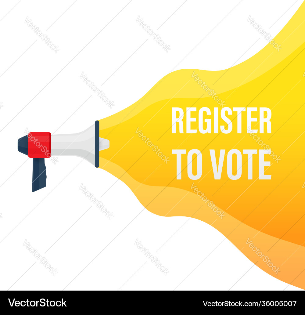 Megaphone with register to vote stock Megaphone with register to vote stock Vector Image