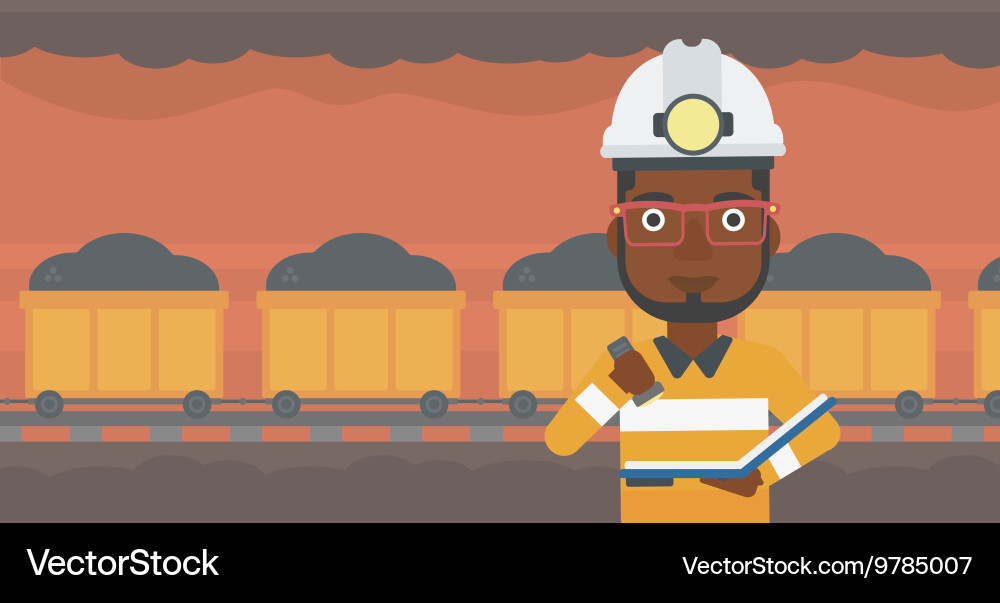 Miner checking documents vector image