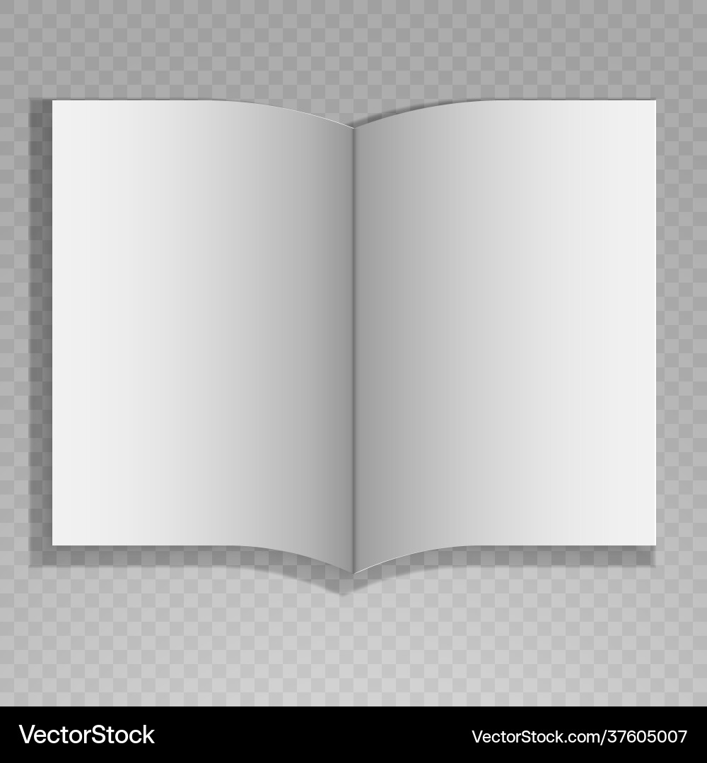 Open magazine with blank pages on transparent vector image