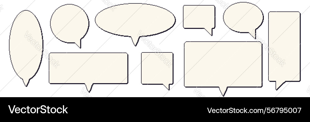 Pixel art speech bubbles 8 bit text boxes set Pixel art speech bubbles 8 bit text boxes set vector image