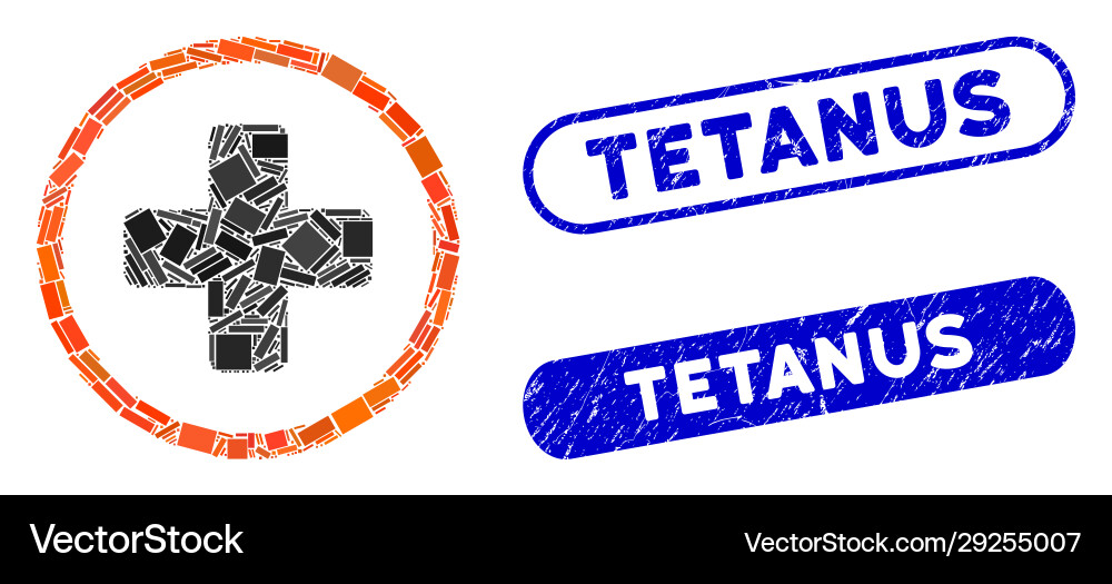 Rectangle mosaic rounded plus with textured vector image