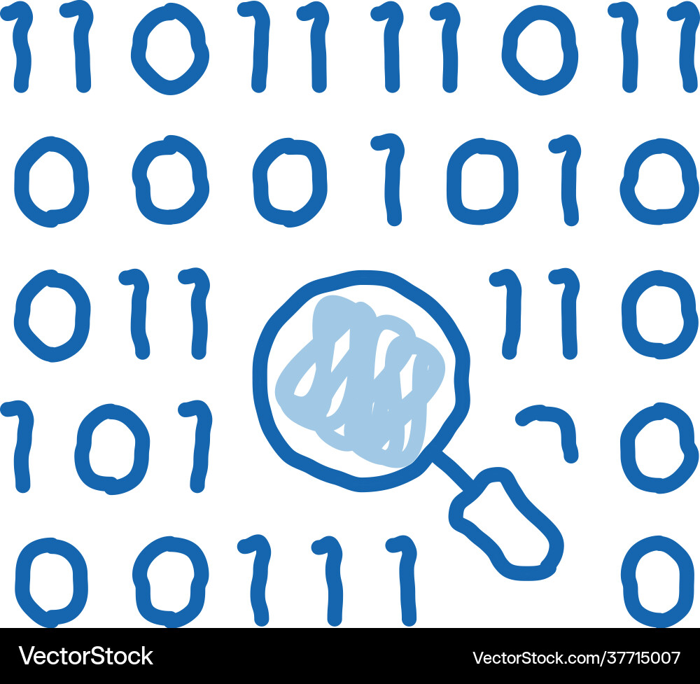 Research binary code doodle icon hand drawn Vector Image