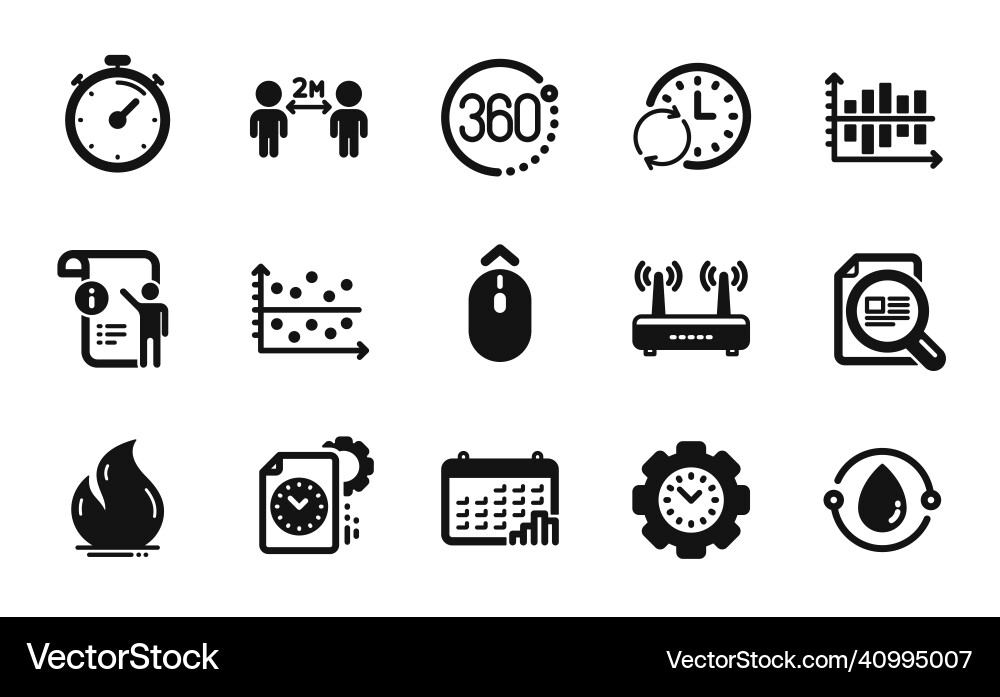 Set of time management timer and wifi Vector Image