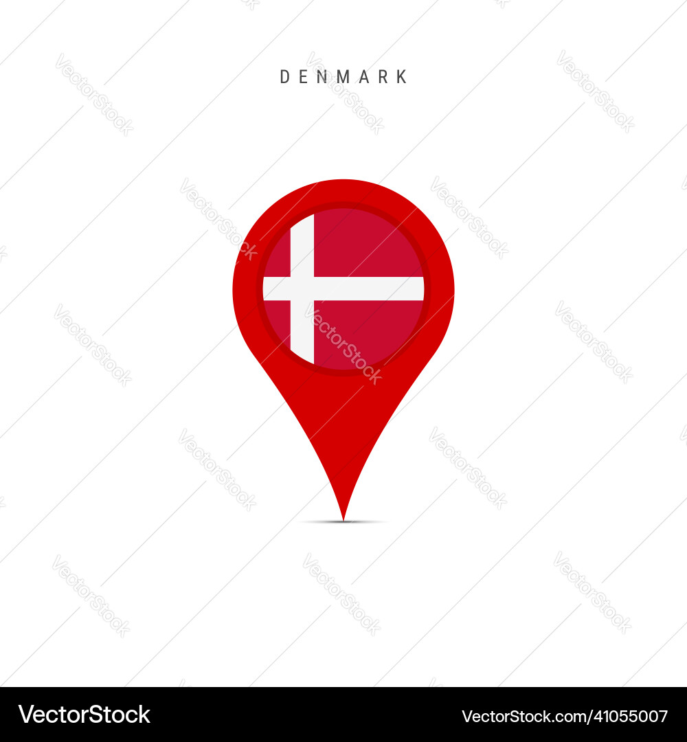 Teardrop map marker with flag of denmark flat vector image