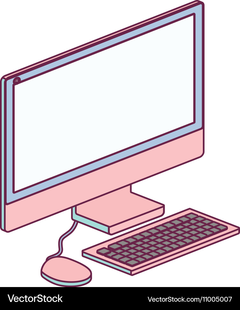 Tech computer screen keyboard mice minimalist Vector Image