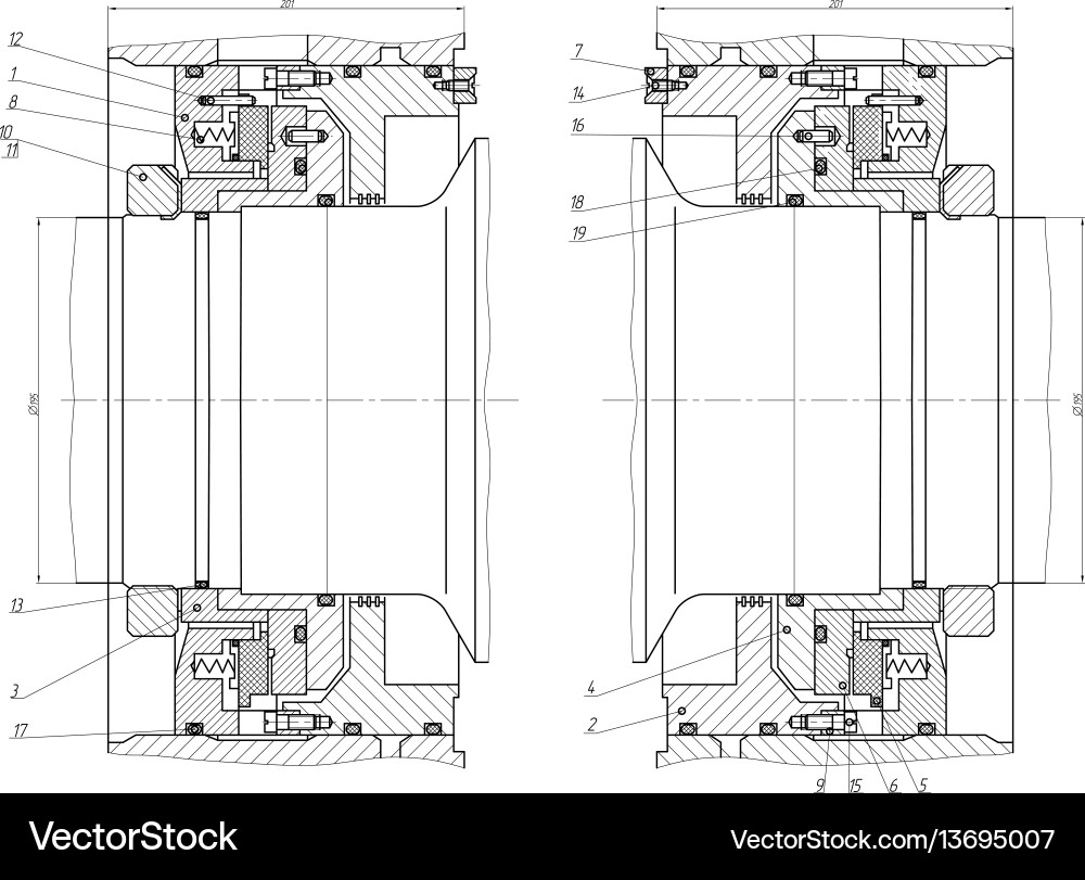 Technical Engineering Component Diagram vector image