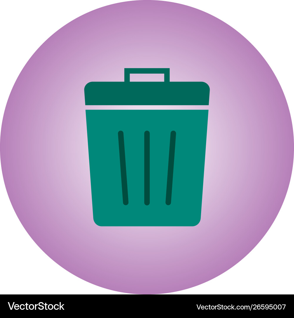 Trash flat icon with gradient background Vector Image